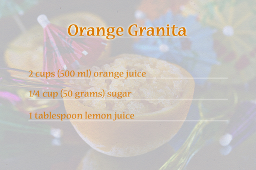 orange granita recipe with step-by-step images, orange slushie recipe, how to serve orange granita