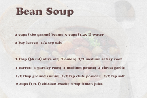 bean soup recipe with step by step pictures, ingredients