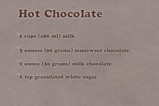 homemade hot chocolate recipe with step by step pictures, ingredients