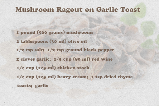 mushroom ragout on garlic toast recipe with step by step pictures