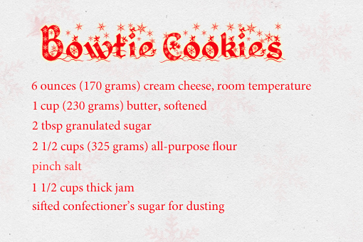 Christmas Bowtie Cookies recipe with step by step pictures, ingredients