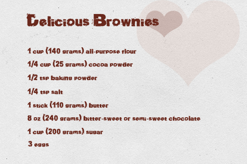 delicious brownies recipe with step by step pictures, ingredients