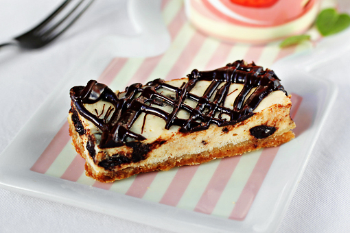 chocolate chunk cheesecake bars recipe with step by step pictures