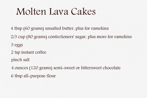 molten lava cakes recipe with step by step picture tutorial, ingredients