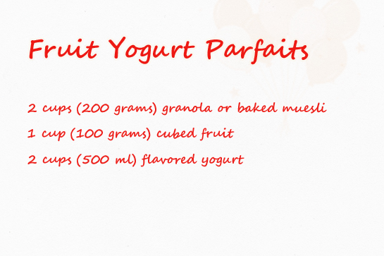 fruit yogurt parfaits recipe with step by step pictures, ingredients
