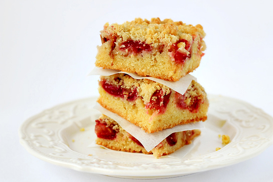 rhubarb and cherry crumb bars step by step picture recipe