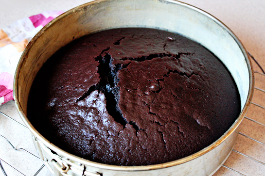 Chocolate Cake With Chocolate Buttercream Frosting,Remove from the oven. Let cool for 5 minutes in the pan. Then remove from the pan and let cool completely.