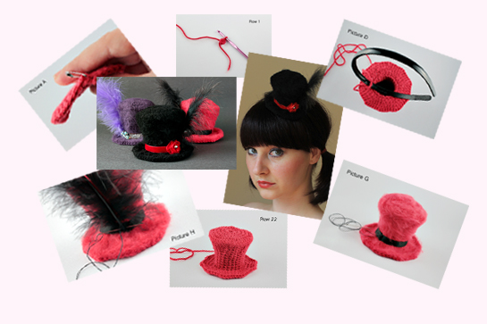 crochet mini top hat pattern, picture tutorial