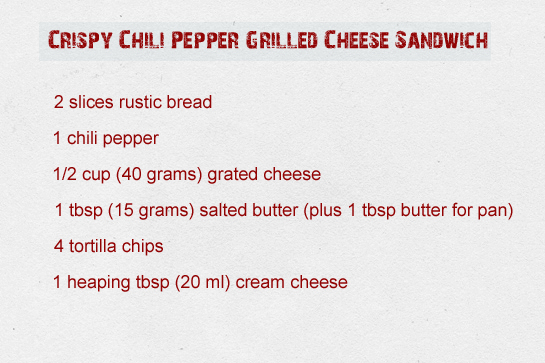 crispy chili pepper grilled cheese sandwich recipe with step by step pictures, ingredients
