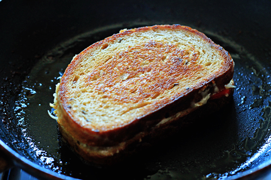 crispy chili pepper grilled cheese sandwich recipe with step by step pictures, in a medium pan, melt 1 tbsp butter