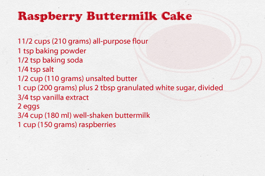 raspberry buttermilk cake recipe with step by step pictures, ingredients