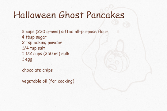 halloween ghost shaped pancakes step by step picture recipe ingredients