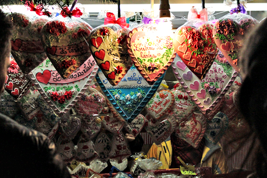 Christmas market gingerbread hearts