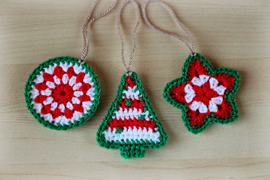 crochet Christmas ornaments star tree circle patter pdf tutorial
