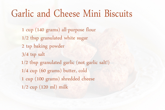 Garlic and cheese mini biscuits recipe with step by step pictures. Ingredients.