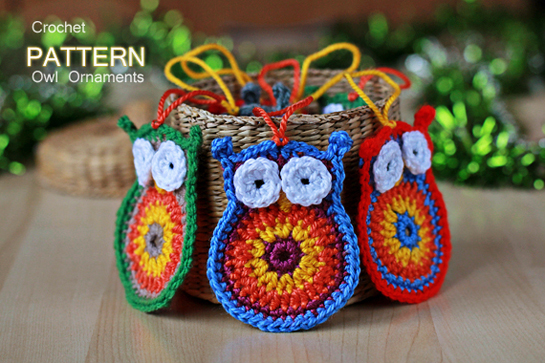 crochet owl Christmas ornaments pattern