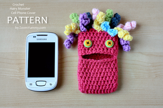 New Pattern Crochet Hairy Monster Cell Phone Cover Zoom Yummy