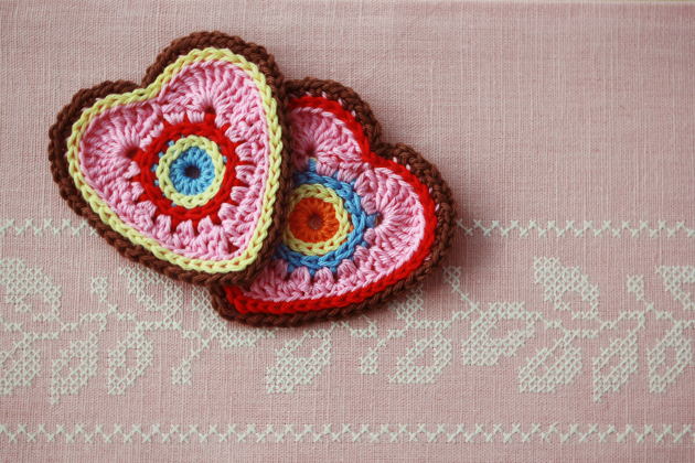 crocheted hearts