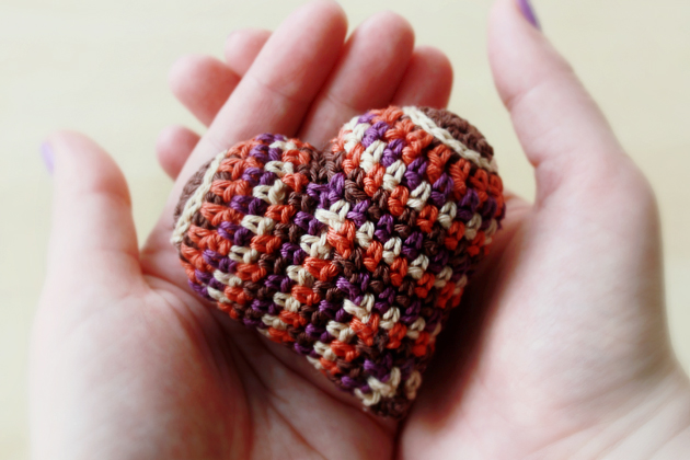 happy colorful crocheted heart