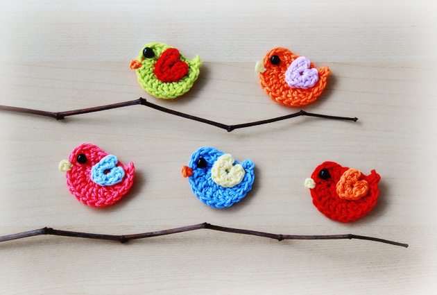colorful crochet birds