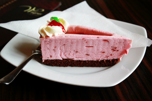 slice of strawberry cake