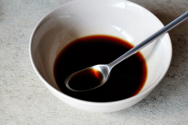 kung pao - soy sauce, rice wine vinegar and sugar mixture in a bowl 