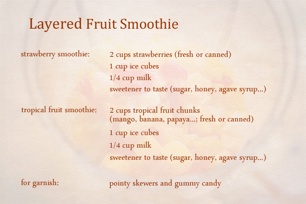 layered fruit smoothie recipe - ingrediets