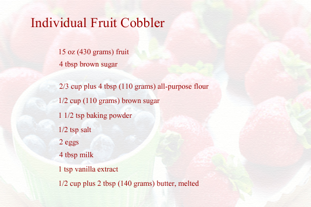 individual fruit cobblers recipe - ingredients