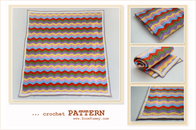 simple colorful crochet ripple blanket pattern