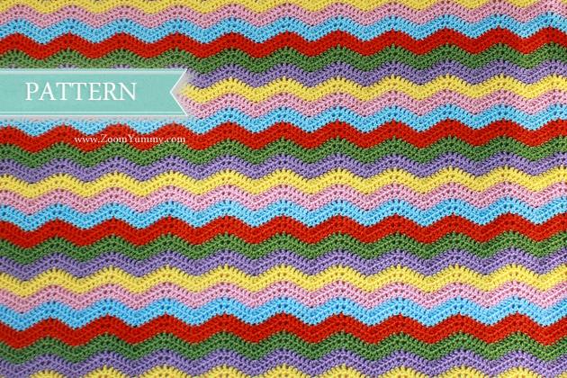 simple colorful crochet ripple blanket pattern