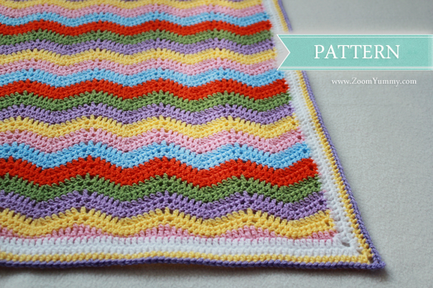 simple colorful crochet ripple blanket pattern