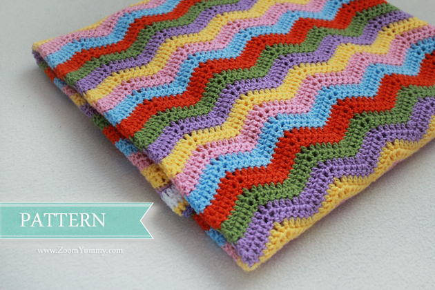 simple colorful crochet ripple blanket pattern