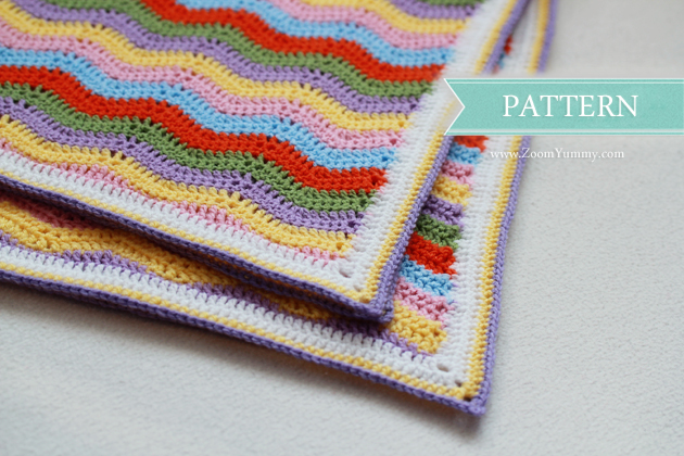 simple colorful crochet ripple blanket pattern