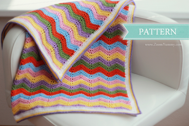 simple colorful crochet ripple blanket pattern