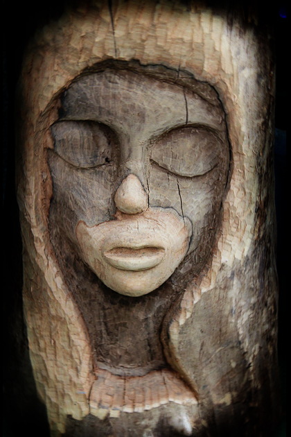 wooden statue woman