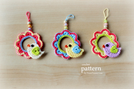 Little Crochet Bird Sitting On A Wreath