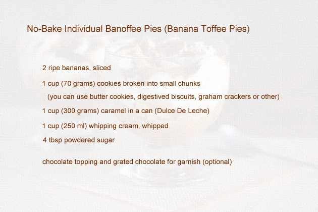 no-bake individual banoffee pies in a glass - ingredients