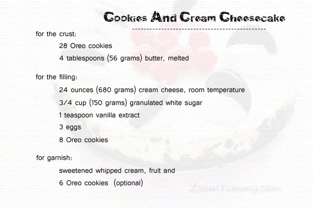 cookies and cream cheesecake recipe ingredients