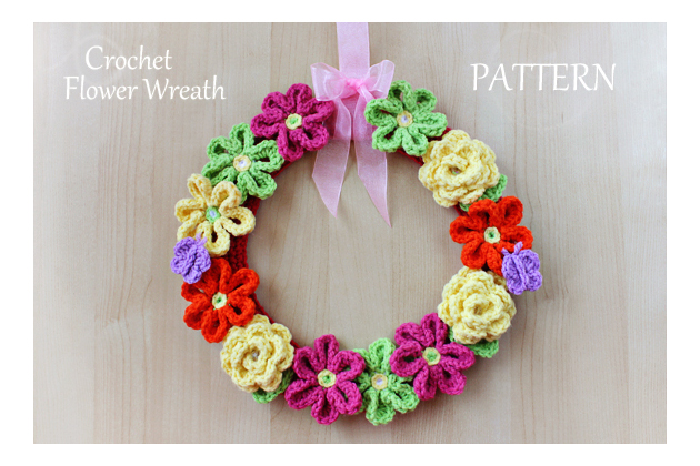 crochet flower wreath pattern