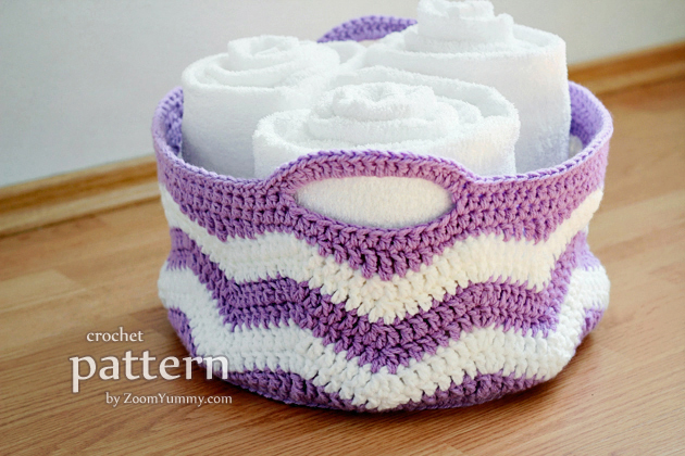 crochet ripple basket pattern