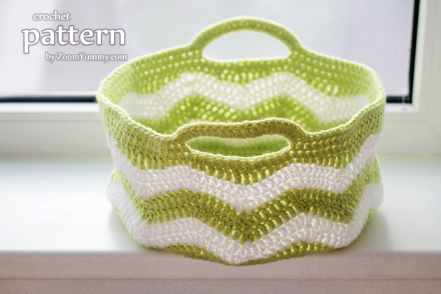 crochet ripple basket pattern