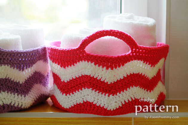 crochet ripple basket pattern