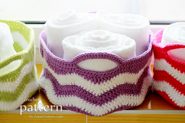 crochet ripple basket pattern
