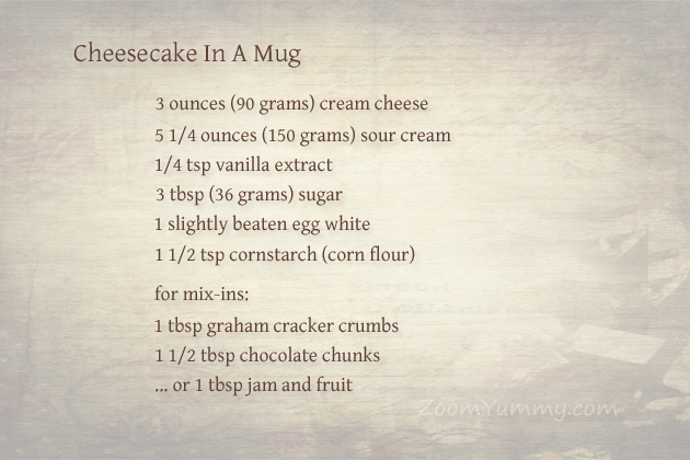 microwave cheesecake in a mug - ingredients