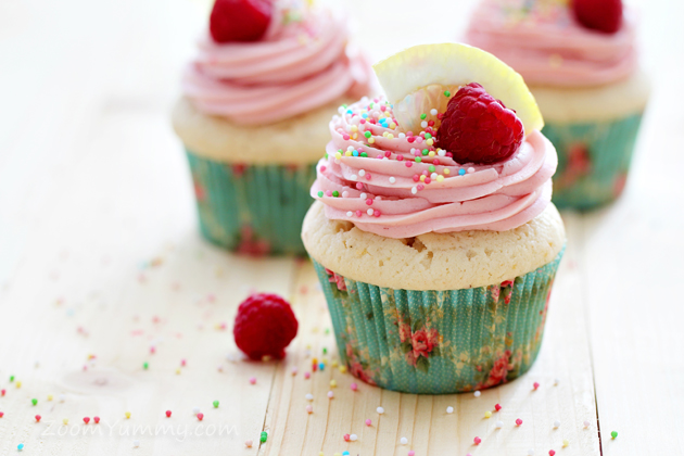 amazing lemon cupcakes with raspberry buttercream frosting
