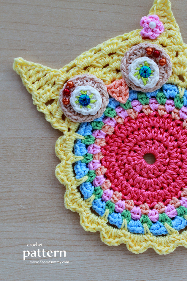 crochet owl coasters pattern