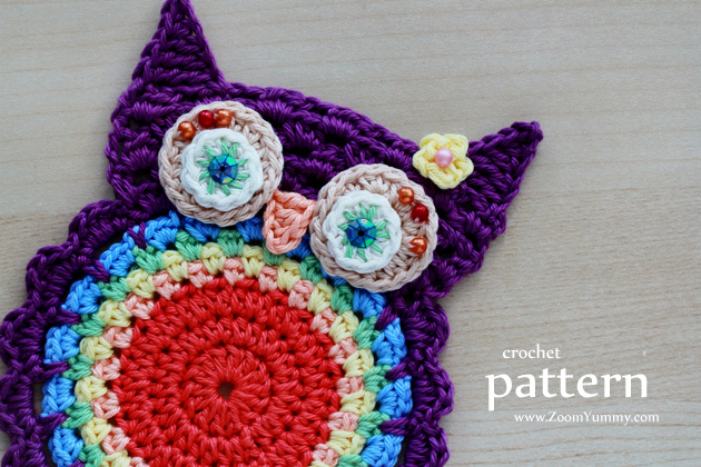 crochet owl coasters pattern