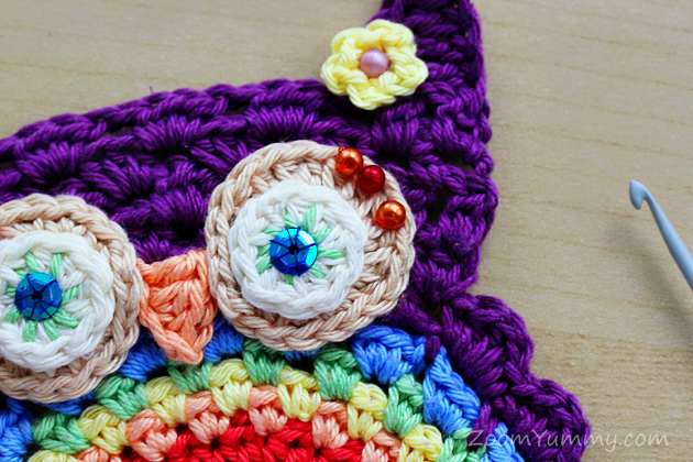 crochet owl coaster