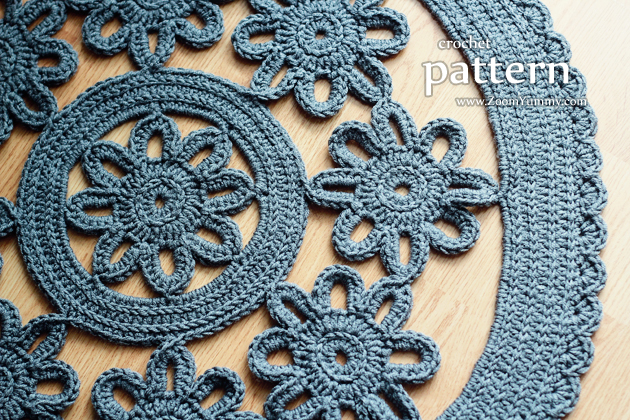 crochet pattern - flower rug