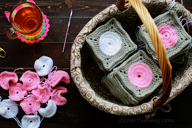 crochet polka dot squares